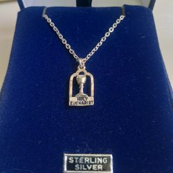 Sterling Silver First Communion Medal And Chain Necklace