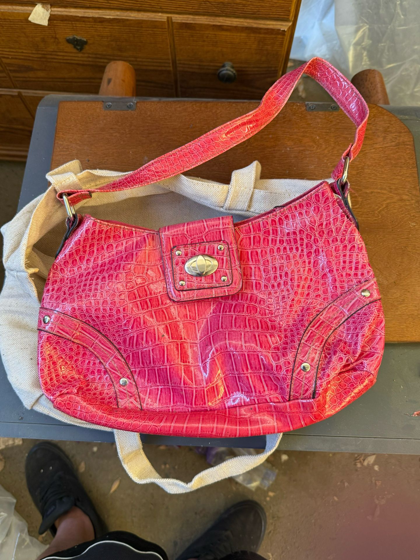 Y2K Pink Snake Skin Handbag