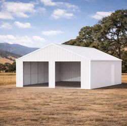 45x25 Large White Metal Steel Building Garage Barn