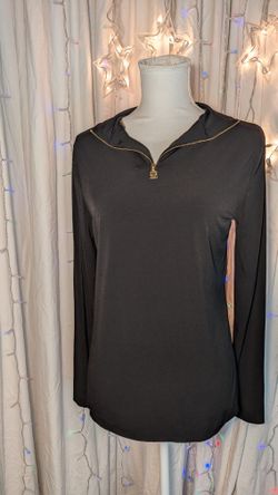 Anne Klein Long Sleeve 1/4 zip Pullover Top, Size Medium 

