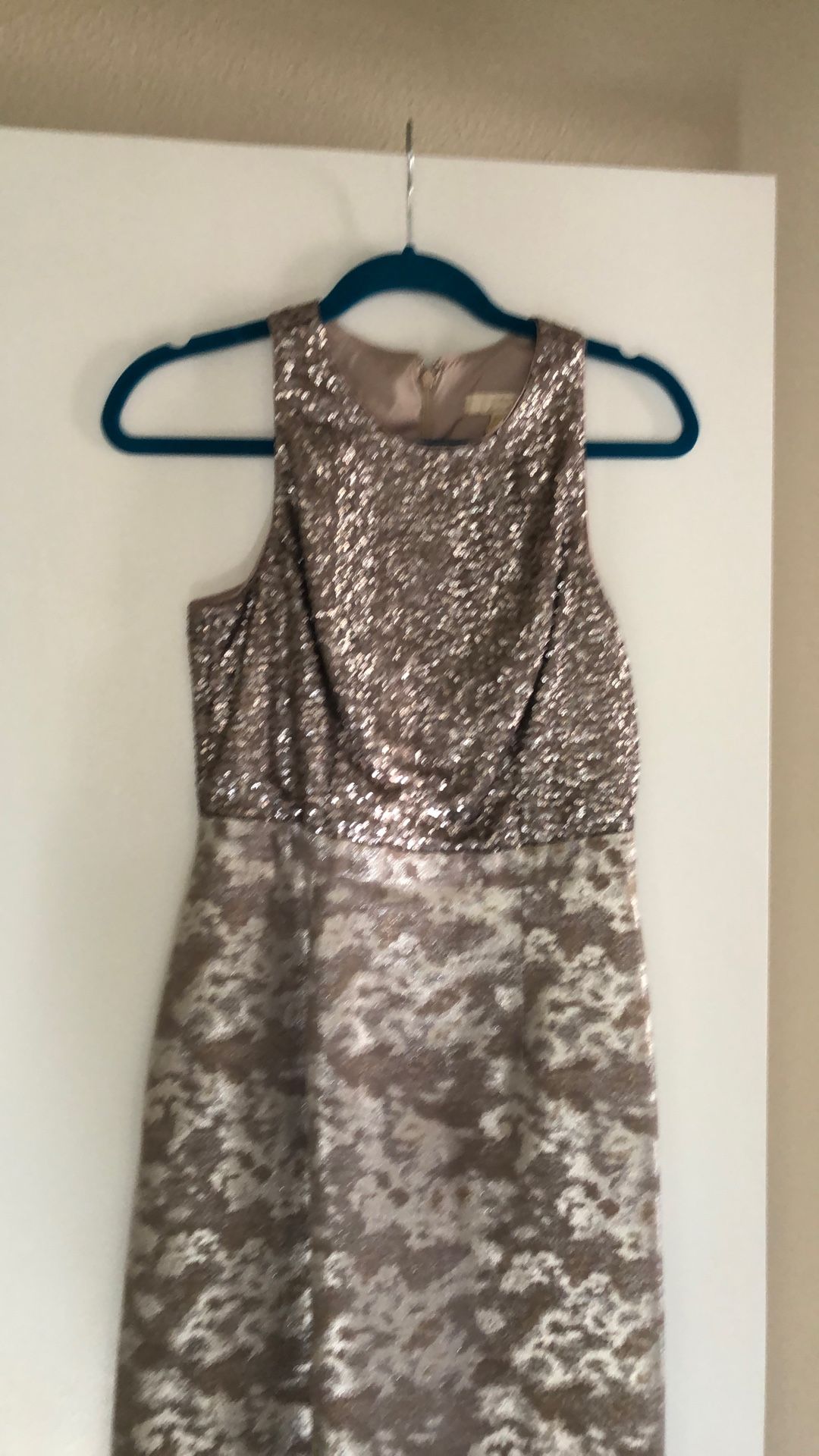 Formal sequin and brocade long dress.