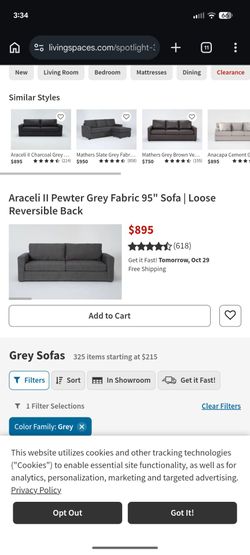 Living spaces love seat couch