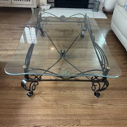 Glass and Metal Coffee Table