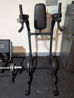 XMARK Knee Raise, Dip Stand with Push Up Station, Commercial Vertical Knee Raise, Captain's Chair