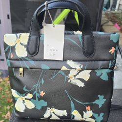 "A New Day" Purse Floral Vegan Leather converts from handbag, crossbody, backpac