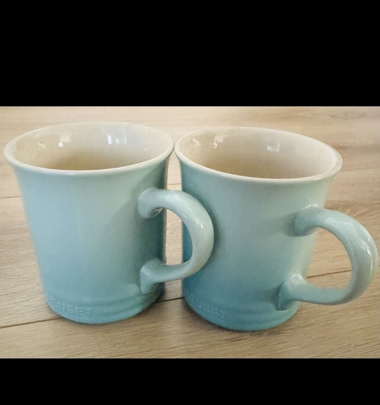 "New Set of 2 Cool Mint" 14Oz LE CREUSET 4"Tall Stoneware Coffee Mugs