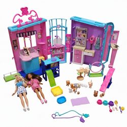 Barbie Pet Boutique & Daycare Set + 2 Dolls & 10 Pets