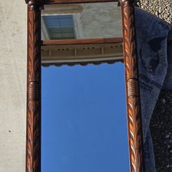 Antique American Classical Period Solid Mahogany Pier Mirror