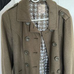 Faded army green wool coat