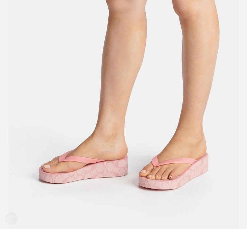 🩷 COACH PINK "LYNN" PLATFORM FLIP FLOPS SIZE 10