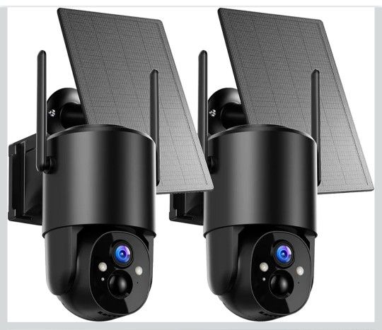 Security Cameras Wireless Outdoor Solar: Battery Cameras for Home Security WiFi Camera Outdoor Surveillance Camera PTZ 360° CCTV Cam System with Flood