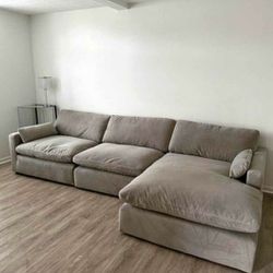 Cloud Collection Gray Soft Cozy Modular Sectional Couch With Chaise 
