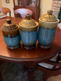 Ceramic Canister Set of 3 with Lids