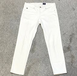 AG Adriano Goldschmied The Stilt Crop White Jeans Womens 28 Cigarette Pants