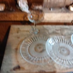 $30Vintage Cocktail Glass Lounge Limerick Cut Glass piece Set Really Unique Style and Textured