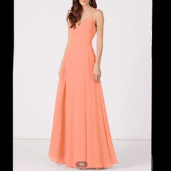 Azazie Long Bridesmaid Dress (peach) 