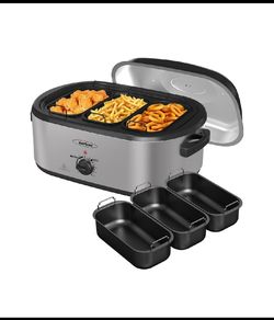 New Open Box Sunvivi 20QT Electric Roaster Oven W/ Removable 3-Bin Buffet Server