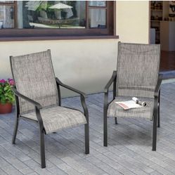Premium Patio Dining Chair of 2, Rust Resistant Outdoor Chair with Textilene Padded Seat, Supports up to 350lbs with Comfort and Durability for Lawn K