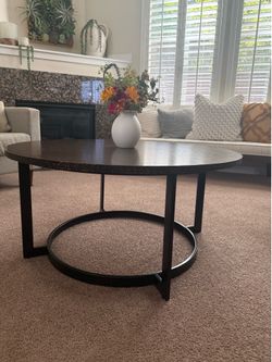 Modern Round Coffee Table – Dark Copper Finish