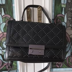 Michael Kors Callie Micro Stud Quilted Black Leather Satchel/ Crossbow Bag