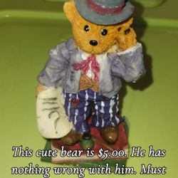 Vintage Figurine Cute Bear With Hat