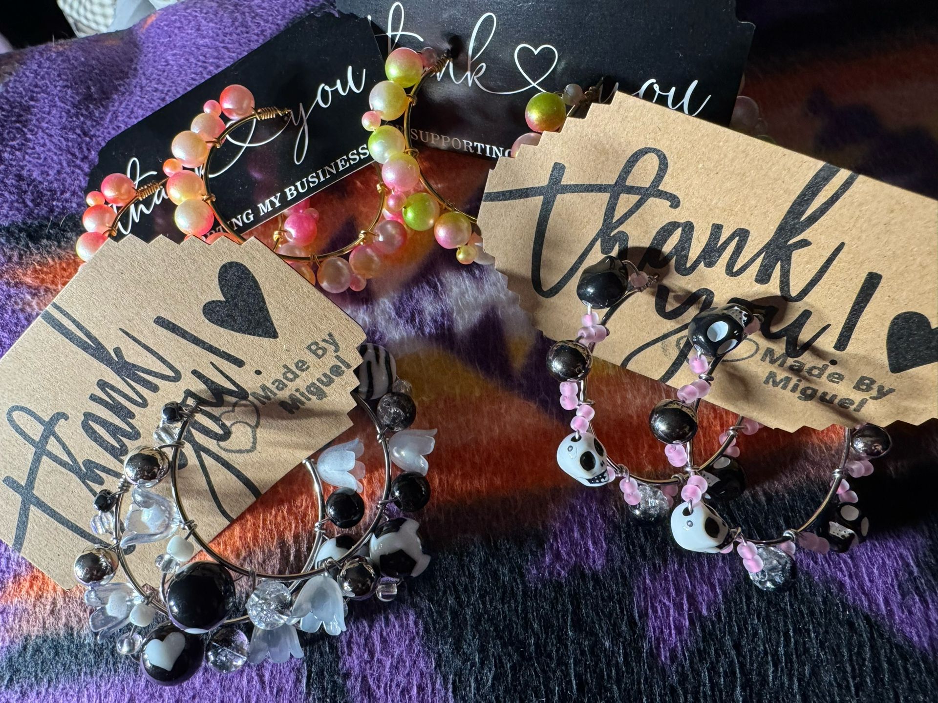 Handmade Outside style beaded hoops