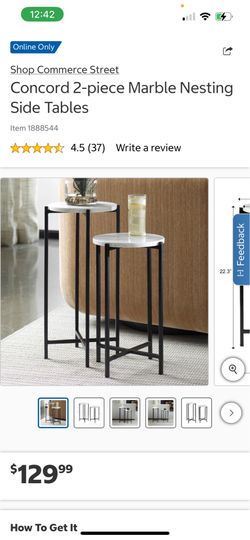 Concord 2-piece Marble Nesting Side Tables – Brand New in Box!
