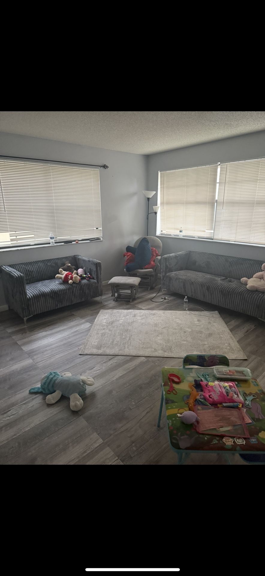 Sofa, Love Seat And Rug.