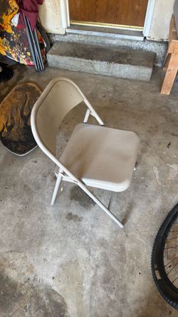 Beige Metal Folding Chair