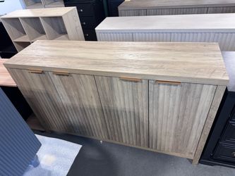 Light Wood Sideboard with Fluted Doors