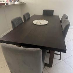 Dark Solid Wood Dining Table