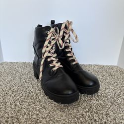 Rouge Black Lace Up Combat Boots Size 8.5