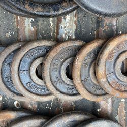 Barbell Weights 1.25,  2.5,  5.0,  10, Bars Healthways Hollywood Vintage Mid Century