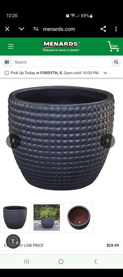 4-piece Deroma 11.8" Black Bayfield Ceramic Planter