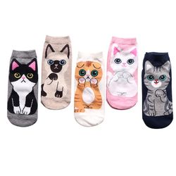5 Pairs Socks For Cat Lovers, One Size Adult Ankle Socks 5 Pairs