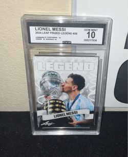 Lionel Messi Leaf Prized Legend FIFA World Cup Champions Graded CARD CCG 10 Gem Mint MESSI