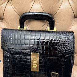 Vintage Dunhill Business Bag Small Briefcase Attaché  Crocodile Embossed $250