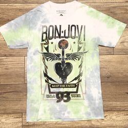 Bon Jovi Keep The Faith 1993 Official USA Tour Reprint Tie Dye T Shirt Adult S