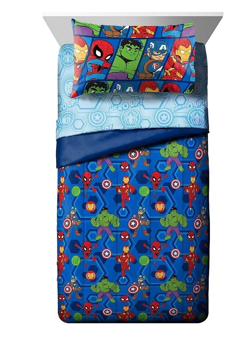 Marvel Super Hero Adventures Hero Together Blue 4 Piece Toddler Bed Set