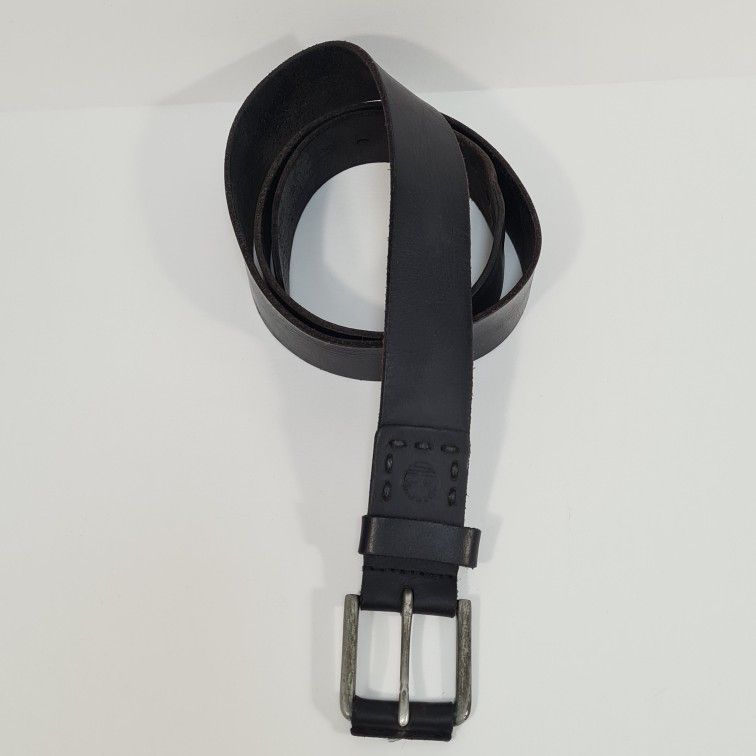 Timberland Belt Men's Size 38 Black Genuine Leather Silver Distressed Buckle