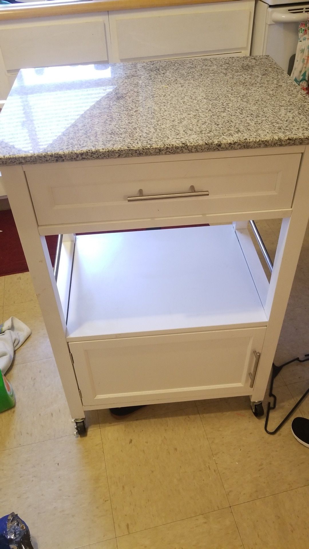 Marble top portable kitchen island