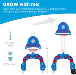 Kids Basketball Hoop & Soccer Net Grow With Me Play Set