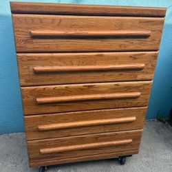 Five (5) Drawers Dresser, Solid Wood, Mahogany Brown Color, Strong, Solid, Heavy, Drawers Quite Spacious, Quality and Style, The Condition, Very Good.