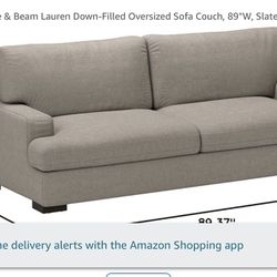 New In Box Amazon Brand – Stone & Beam Lauren Oversized Sofa. Slate Gray