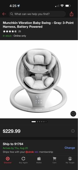 BRAND NEW Munchkin Vibration Baby Swing Gray