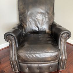 Arhaus Brown Leather Recliner Chair