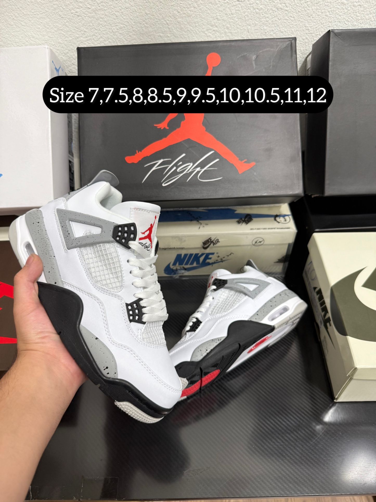 Nike Air jordan 4 retro White Cement Size 7,7.5,8,8.5,9,9.5,10,10.5,11,12