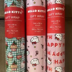 Hello Kitty Cupcake Christmas Wrapping Paper Bundle