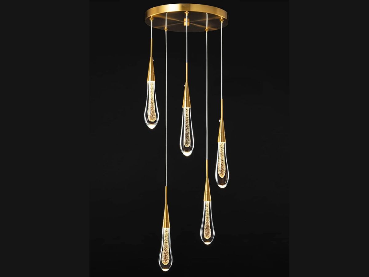 NEW! Dimmable LED Modern Gold 5-Light Pendant Chandelier