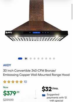 NEW WALL MOUNT RANGE HOOD  NEW IN BOX